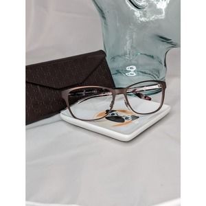 Auth. Gucci bronzetone and brown tortoise glasses